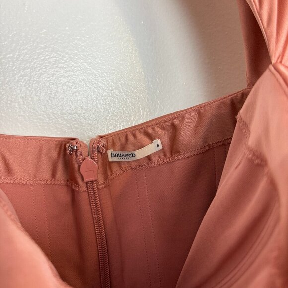 House of CB Satin Long Sleeve Dress in Blush - Picture 6 of 15